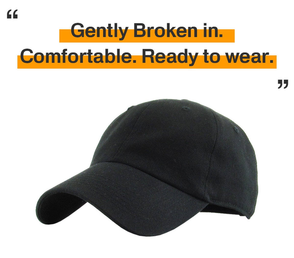 Black Low Profile Baseball Caps Front Side View